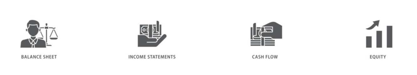 Financial statements icon packs for your design digital and printing of graph, balance sheet, pie chart, income statements, money, calculator, income, earningicon live stroke and easy to edit 