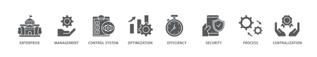 Industrial control system icon packs for your design digital and printing of enterprise, management, control system, optimization, efficiency icon live stroke and easy to edit 