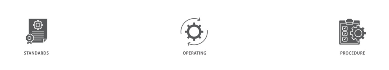 SOP icon packs for your design digital and printing of instruction, quality, manual, process, operation, sequence, workflow, iteration, and puzzle icon live stroke and easy to edit 