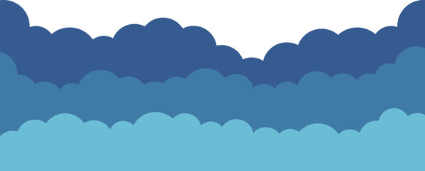 Simple blue clouds on a transparent background. Vector illustration.	