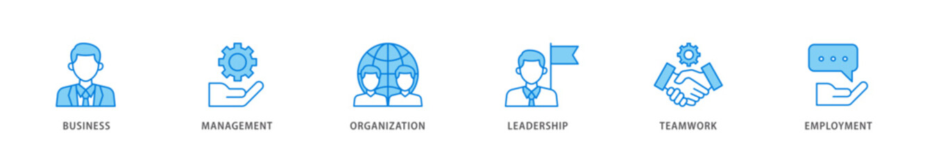 Business management icon packs for your design digital and printing of business, management, organization, leadership, teamwork and employment icon live stroke and easy to edit 