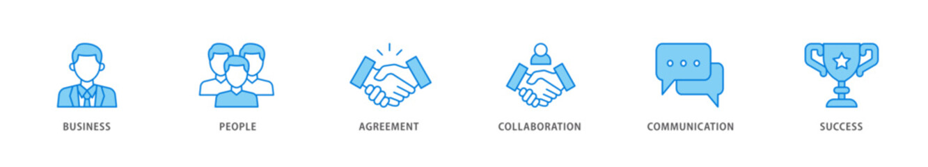 Business people icon packs for your design digital and printing of business, people, agreement, collaboration, communication and success icon live stroke and easy to edit 