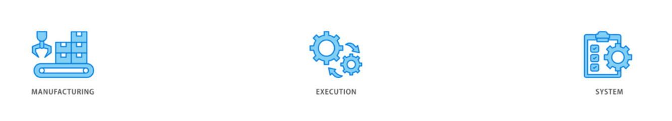 Mes icon packs for your design digital and printing of factory, service, automation, operation, production, distribution, management, structure, and analysis icon live stroke and easy to edit 