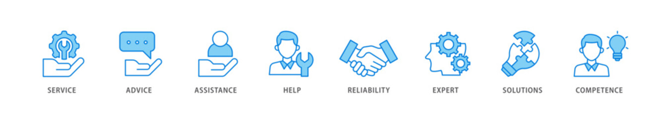 Support icon packs for your design digital and printing of service, advice, assistance, help, reliability, expert, solutions and competence icon live stroke and easy to edit 