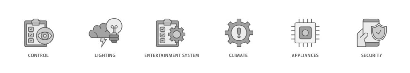 Smart home icon packs for your design digital and printing of control, lighting, entertainment system, climate, appliances, mobile and security icon live stroke and easy to edit 