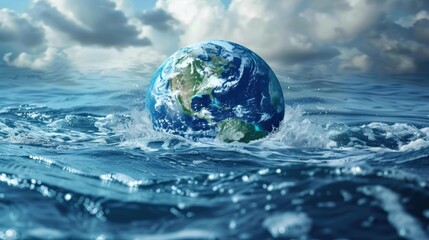 illustration of World Oceans Day, June 8. World oceans day design with underwater sea. Ai generated