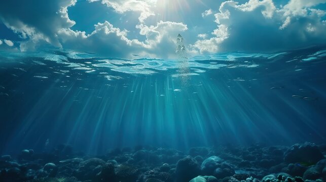 illustration of World Oceans Day, June 8. World oceans day design with underwater sea. Ai generated