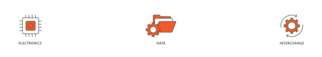 Obraz premium EDI icon packs for your design digital and printing of a cloud server, exchange, database, file, chart, automation, and process icon live stroke and easy to edit 