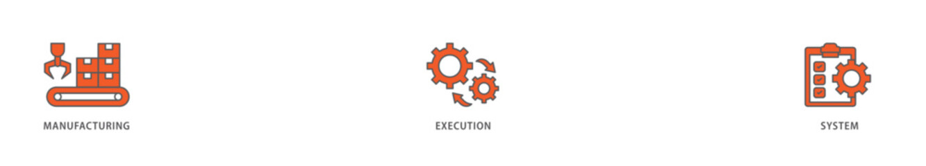 Mes icon packs for your design digital and printing of factory, service, automation, operation, production, distribution, management, structure, and analysis icon live stroke and easy to edit 