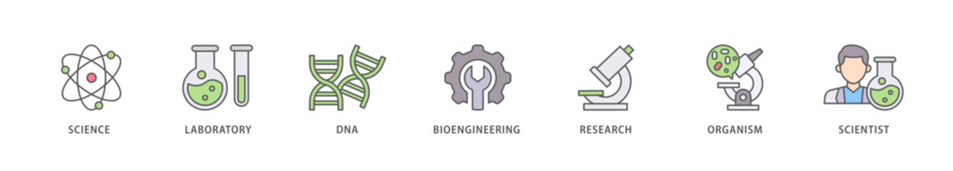 Biotechnology icon packs for your design digital and printing of scientist, bioengineering, organism, research, dna, laboratory, science icon live stroke and easy to edit 