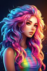 Vibrant colorful hair portrait