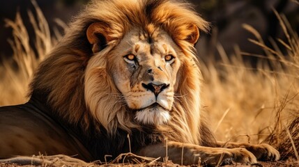 Fototapeta premium Majestic lion in the wild