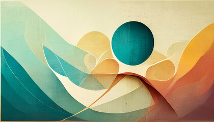 Abstract Artwork With Colorful Concentric Circles and Lines