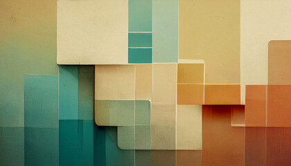 Abstract textured vintage color background with geometric shapes