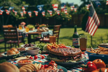 Backyard BBQ party for Independence Day, a lively event showcasing the pride and patriotism of America