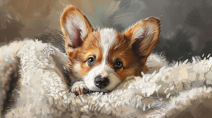 Cute Corgi Canine, Fluffy Bundle of Cuteness. Generative Ai