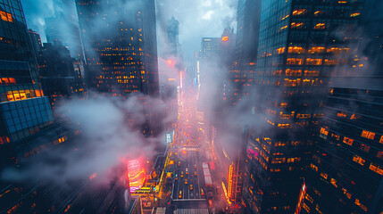 Fototapeta premium clouds and lights over the city 