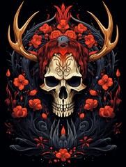 Vivid Deer Skull, Skulls, and Ravens Commune
