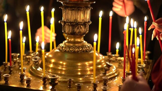 Candles are lit during church services. Christian traditions, holidays