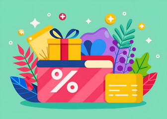 Flat design illustration concept of shopping, sale, discount, special offer, big sale.