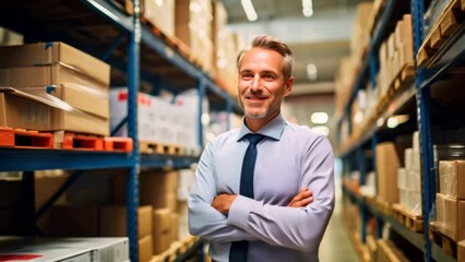 Happy supervisor at warehouse