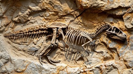 Dinosaur fossil embedded in rock formation