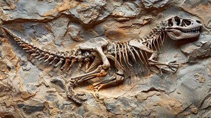 Fototapeta premium Well-preserved dinosaur fossil embedded in rock
