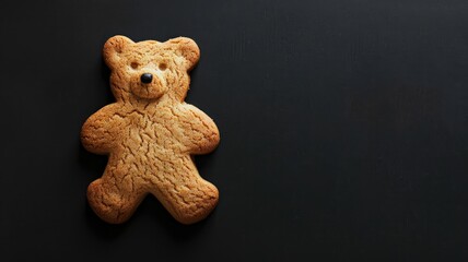 Bear-shaped cookie on black surface