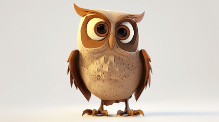 A cute adorable baby owl made of low poly shape