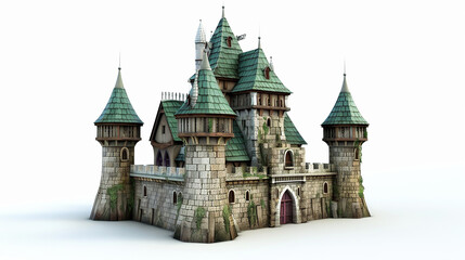 3d unreal low poly of fantasy castle building