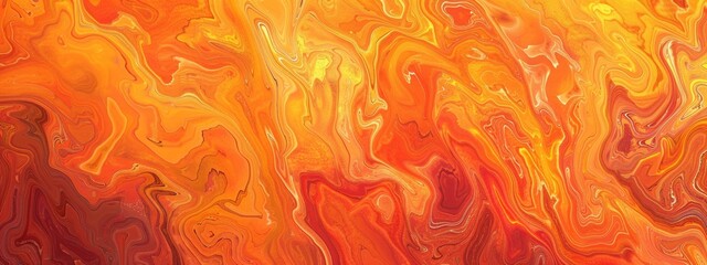 A background of orange and red, featuring swirling patterns reminiscent of lava flow in an abstract style. The colors blend seamlessly with the warm hues to create a sense of movement and energy.