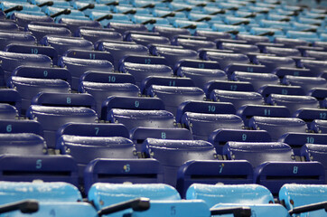 Fototapeta premium Blue empty seats on the stadium