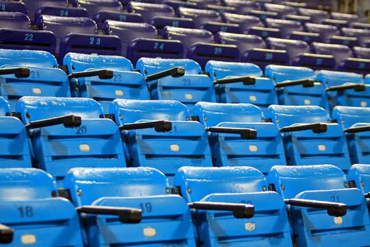 Blue empty seats on the stadium