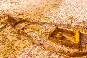 Temple of sand like a sandcastle Bentota Beach Sri Lanka.