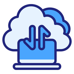 Cloud computing blue icon