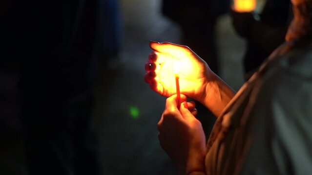 Candles are lit during church services. Christian traditions, holidays