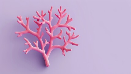 Fototapeta premium Pink coral structure on purple background