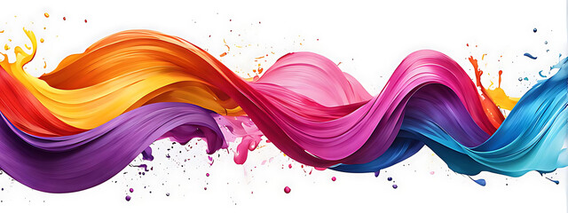  Color brush paint ribbon stroke swirl abstract splash background wave. Brush brushstroke color ribbon paint stroke flow shape wavy design paintbrush pen fluid rainbow element texture acrylic 3D line.