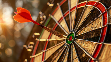 Close-up of red darts on dartboard
