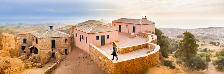 Vernacular north African old architecture house facade aerial view
