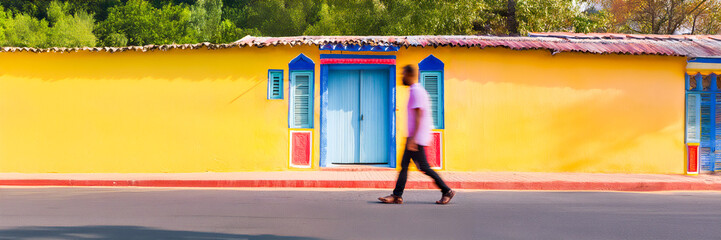 Vernacular Indian old colorful architecture house facade