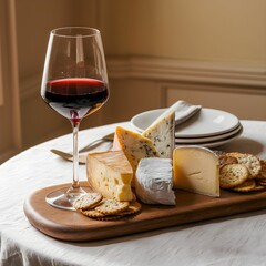 Red Wine with a Cheese Plate