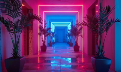 neon background, room, premise.