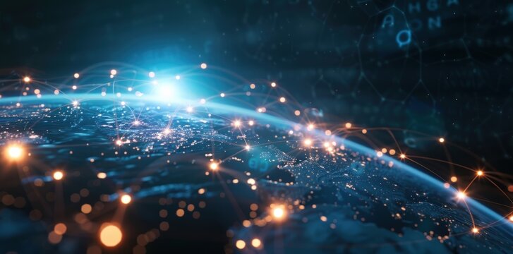 Abstract global network and connectivity concept. Generate AI image