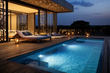 Luxurious villa nestled in the heart of the African savanna, featuring a private pool, expansive...