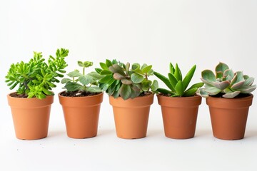 cute mini Various species plant in a pot, white background, depth of field