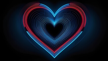 Love neon, valentines day heart. Concept of heart neon sign. Pop art love cover