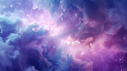 A purple and blue nebula with bright stars. AIG51A.