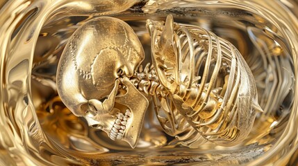360-degree panoramic close-up of a pregnant individual, anatomical view highlighting intrinsic and extrinsic bones, ideal for medical education