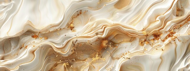 A closeup of the background wall, featuring an abstract design with light brown and white tones. The pattern is made up of flowing lines that resemble watercolor splashes or streaks of liquid gold.